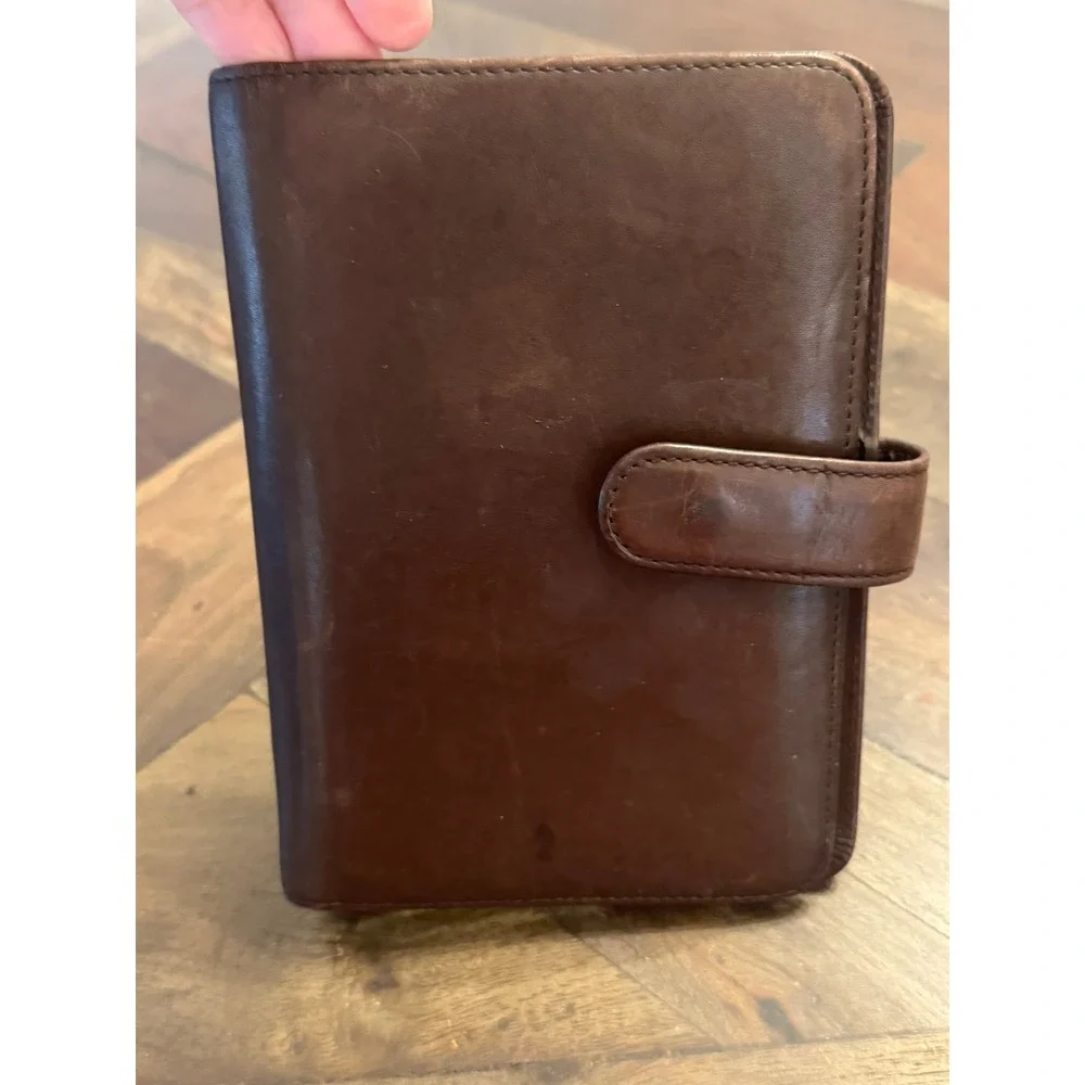 Wilson's Leather Vintage Brown Leather 6-Ring Personal Organizer Planner Binder